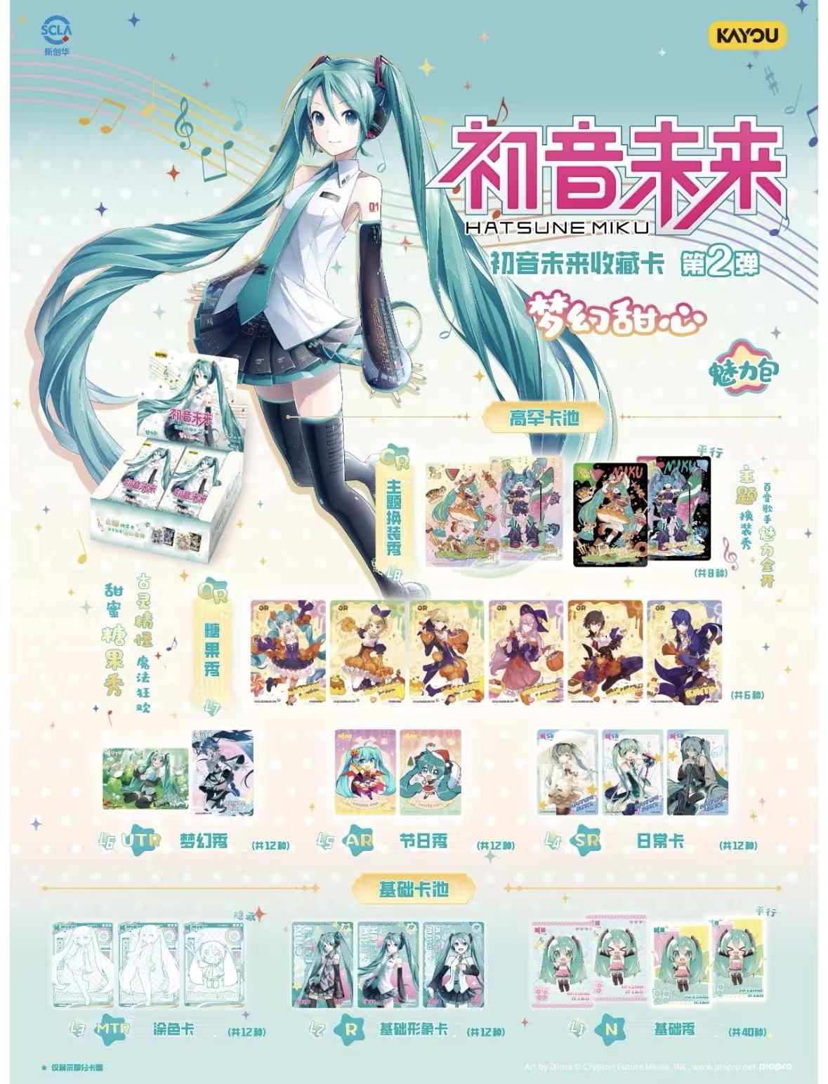 KAYOU, Hatsune Miku, Dreamy Sweetheart, Collection Cards, 30 Packs Per Box.